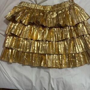 QUEEN OF SPARKLES Gold Ruffled Skirt